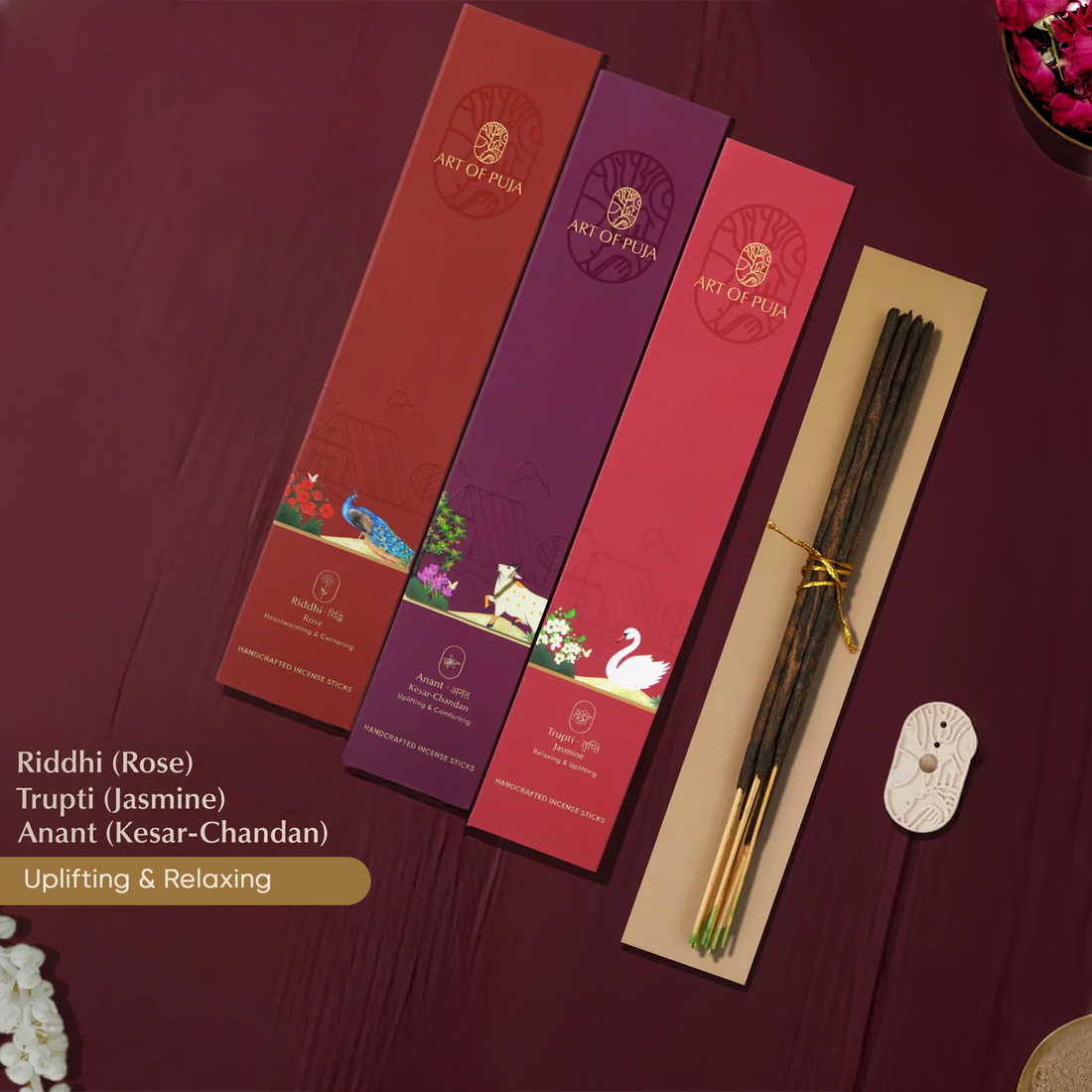 Evening Ritual Combo (Pack of 3) | Riddhi (Rose), Trupti (Jasmine) & Anant (Kesar-Chandan)