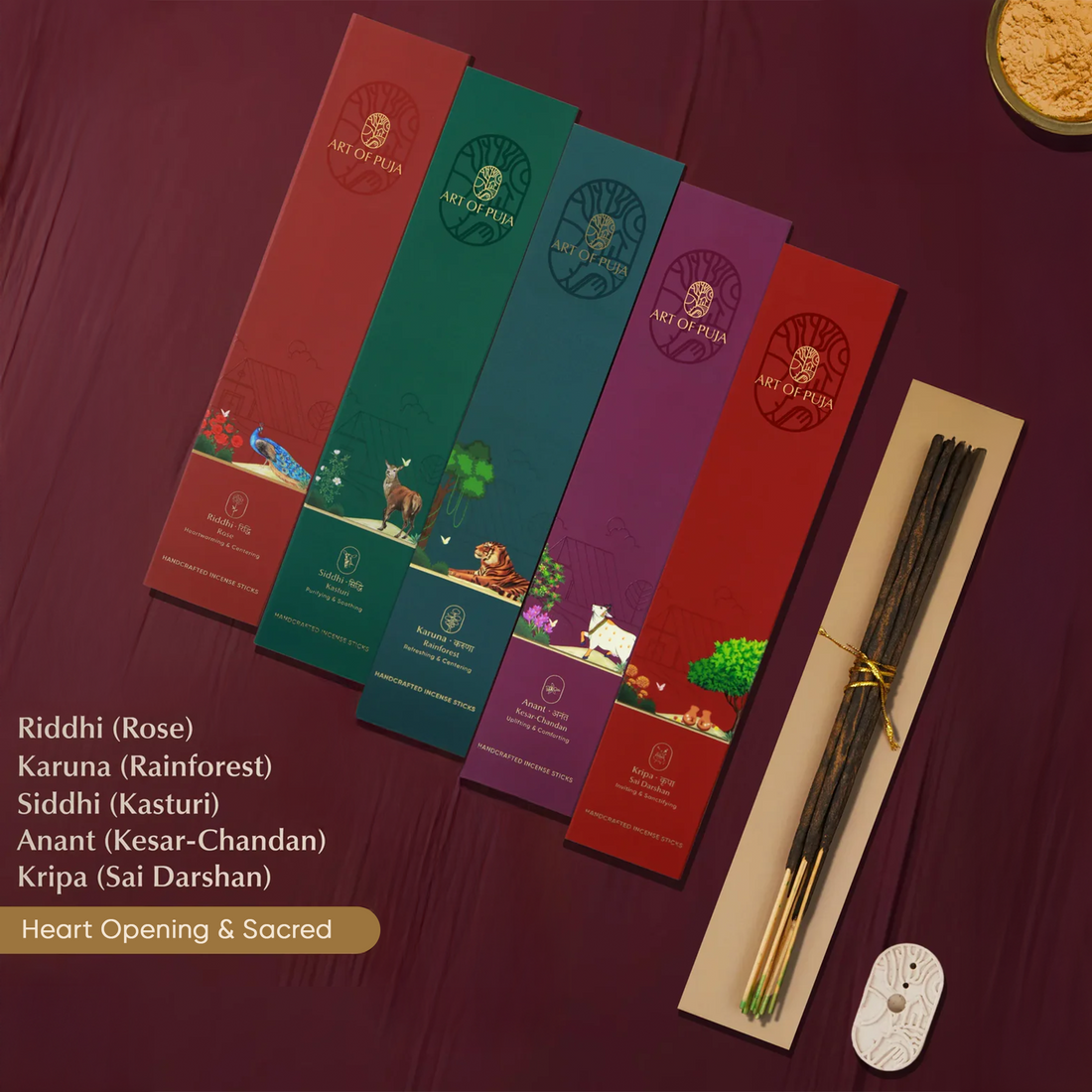 Mangal Bhavan Combo (Pack of 5) | Sai Darshan, Kesar Chandan, Kasturi, Rose & Rainforest