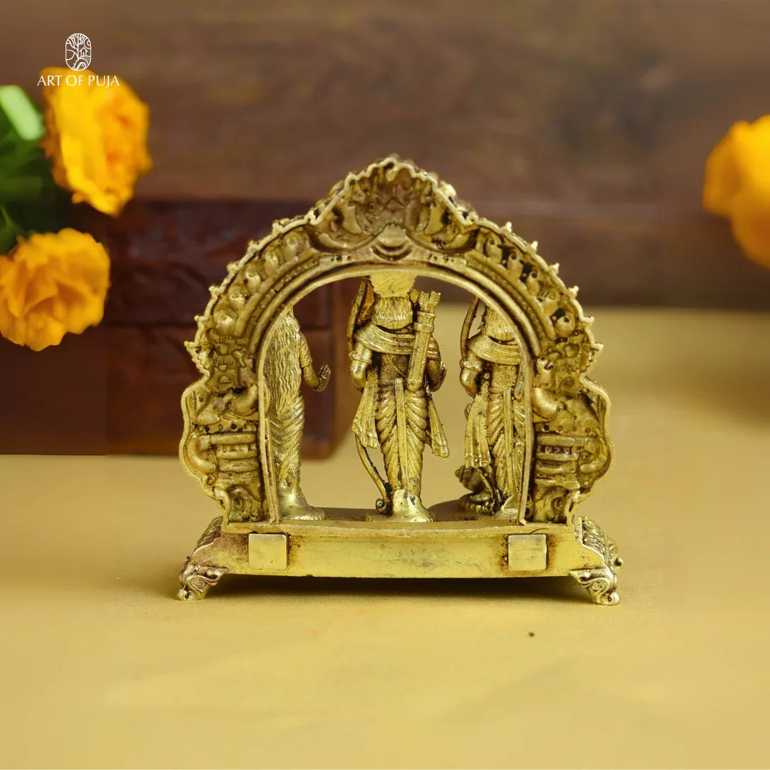 Brass Ram Parivar Idol – Ram, Sita, Lakshman & Hanuman for Dharma, Devotion & Family Harmony