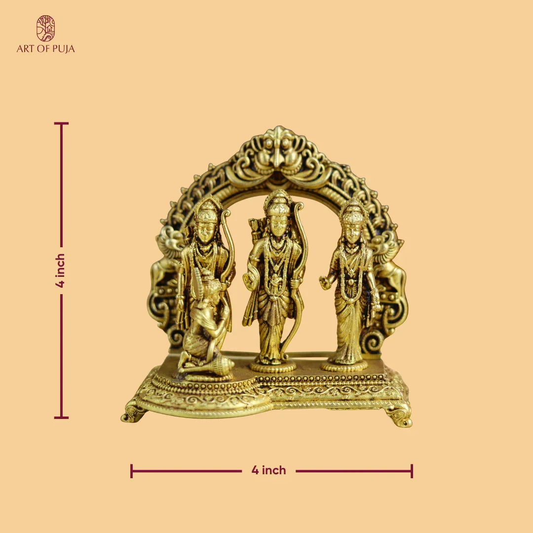 Brass Ram Parivar Idol – Ram, Sita, Lakshman & Hanuman for Dharma, Devotion & Family Harmony
