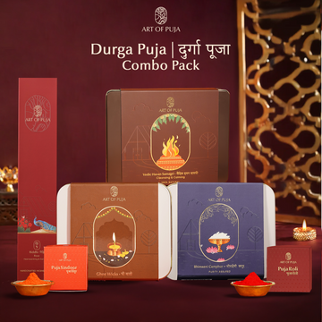 Durga Puja Combo | Ghee Wicks, Vedic Havan Samagri, Rose Incense, Bhimseni Camphor, Puja Roli & Sindoor