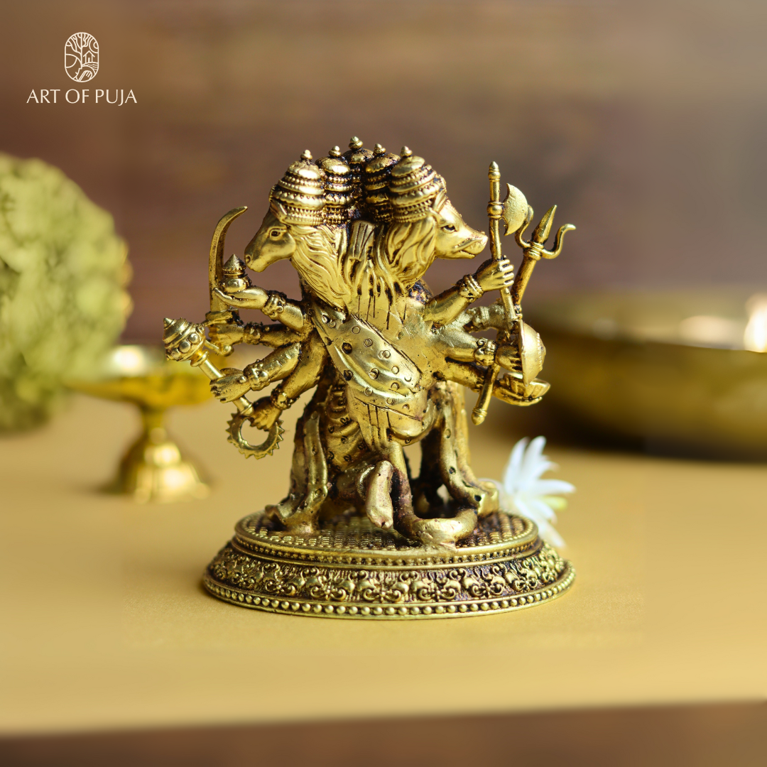 Brass Panchmukhi Hanuman Idol | Five-Faced Hanuman Statue for Protection, Courage, Bhakti & Home Temple Puja | 4.5 Inch