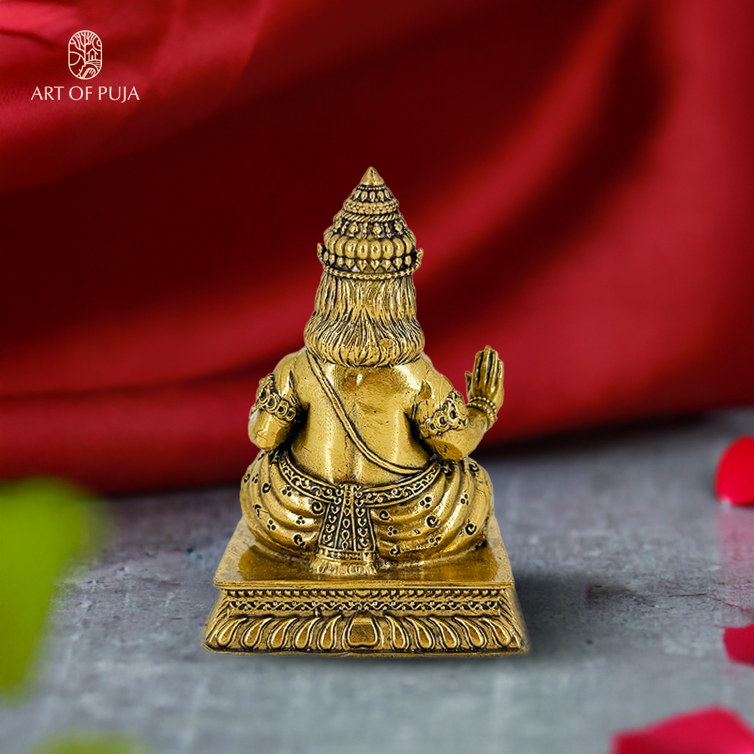 Brass Kuber Idol | Lord Kuber Statue for Wealth, Prosperity, Abundance & Home Temple Puja | 3 inch