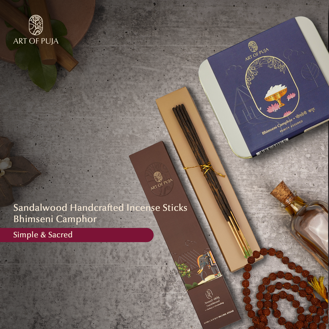 Meditation Starter Combo Pack – Begin Your Spiritual Journey with Sandalwood & Camphor | Calm, Purify & Awaken