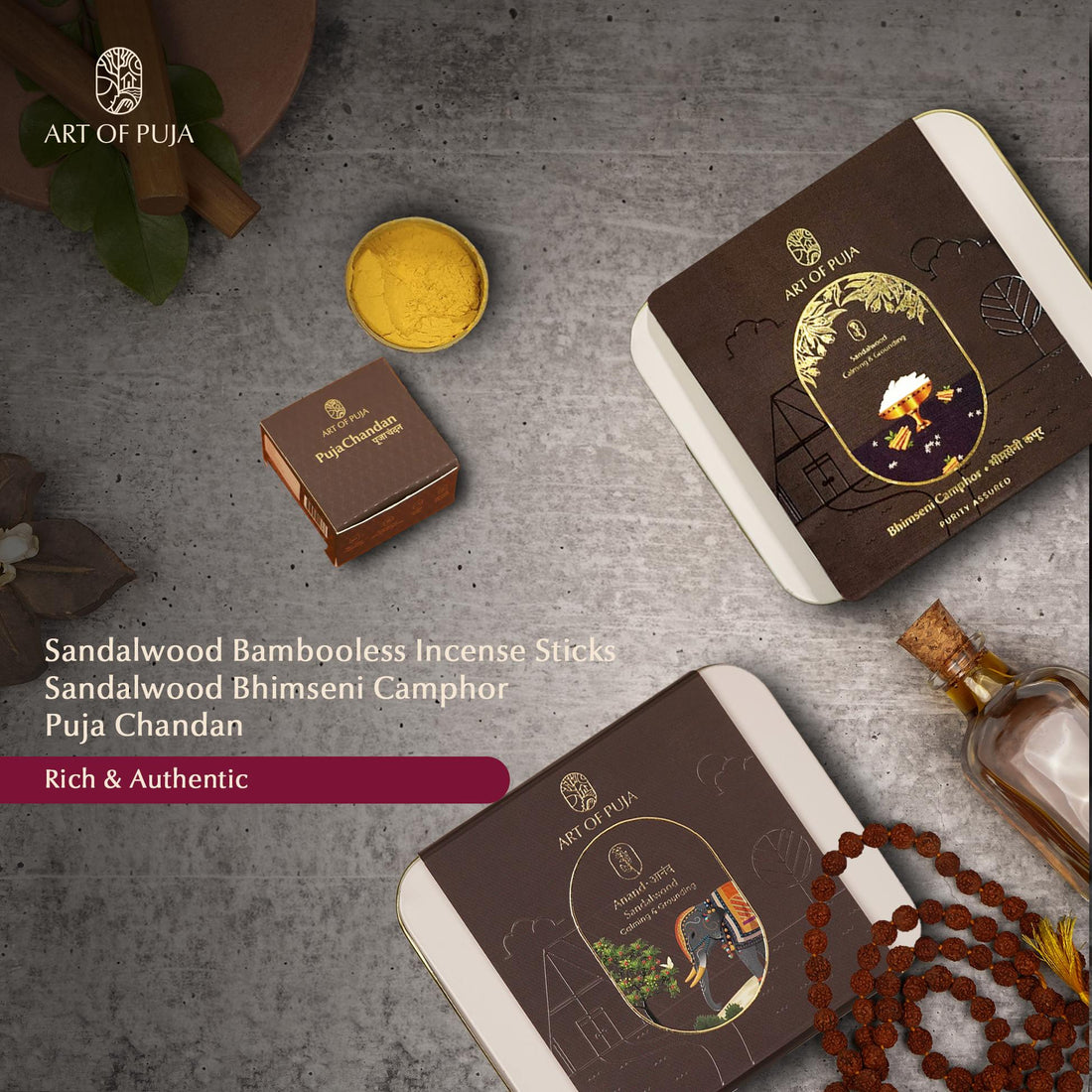 Soul of South Combo Pack | Sandalwood, Camphor & Chandan – Rich & Authentic Puja Essentials