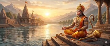 Divine image of Hanuman Ji in blessing pose representing courage, devotion and protection