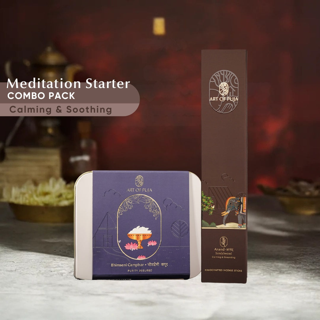 Meditation Starter Combo Pack – Begin Your Spiritual Journey with Sandalwood & Camphor | Calm, Purify & Awaken