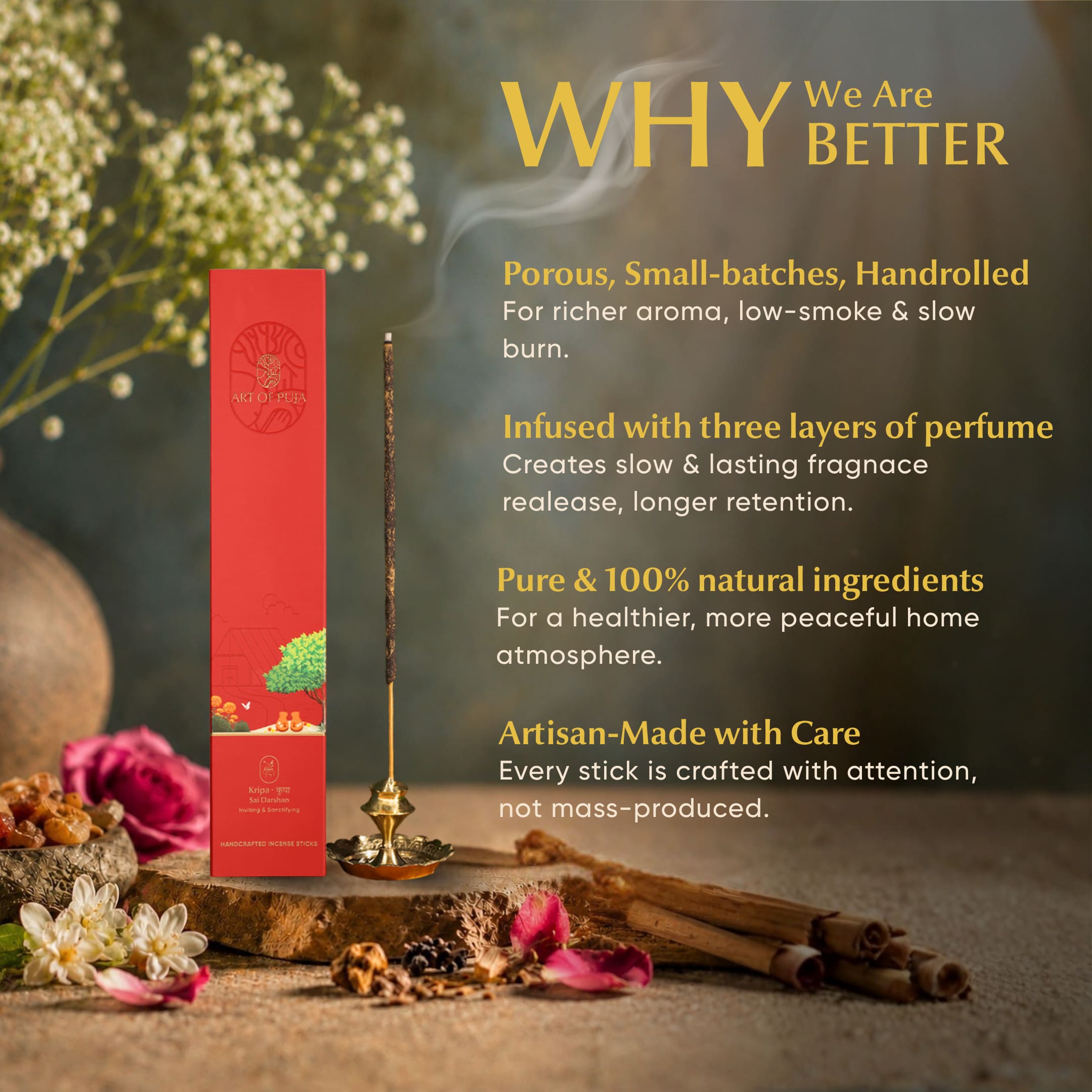 Sai Darshan Handcrafted Incense Sticks.
