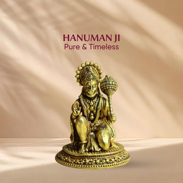 Brass Hanuman Idol  – Kneeling Hanuman for Strength, Devotion & Protection