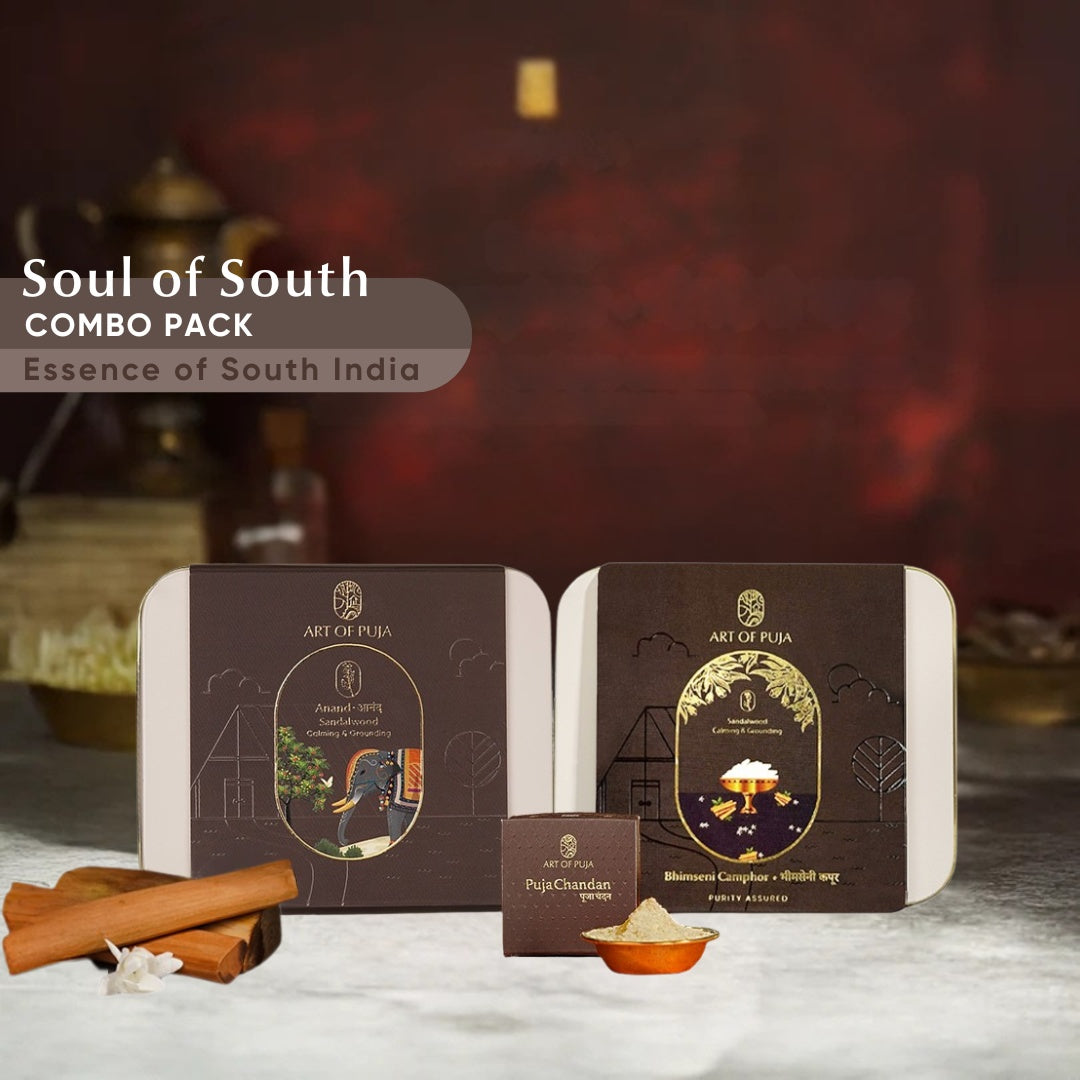 Soul of South Combo Pack | Sandalwood, Camphor & Chandan – Rich & Authentic Puja Essentials
