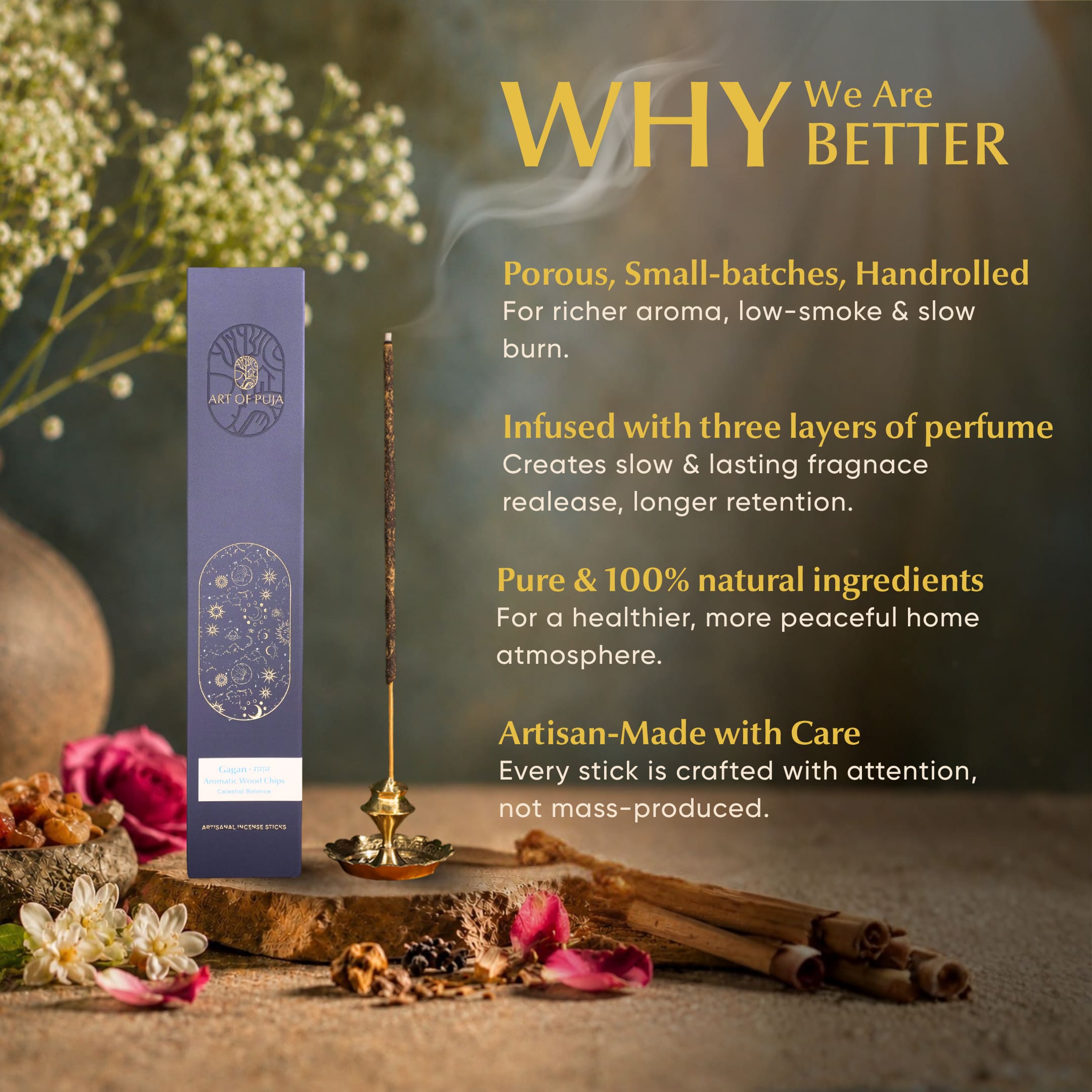 Aromatic Wood Chips Artisanal (Bakhoor) Incense Sticks  ( गगन )