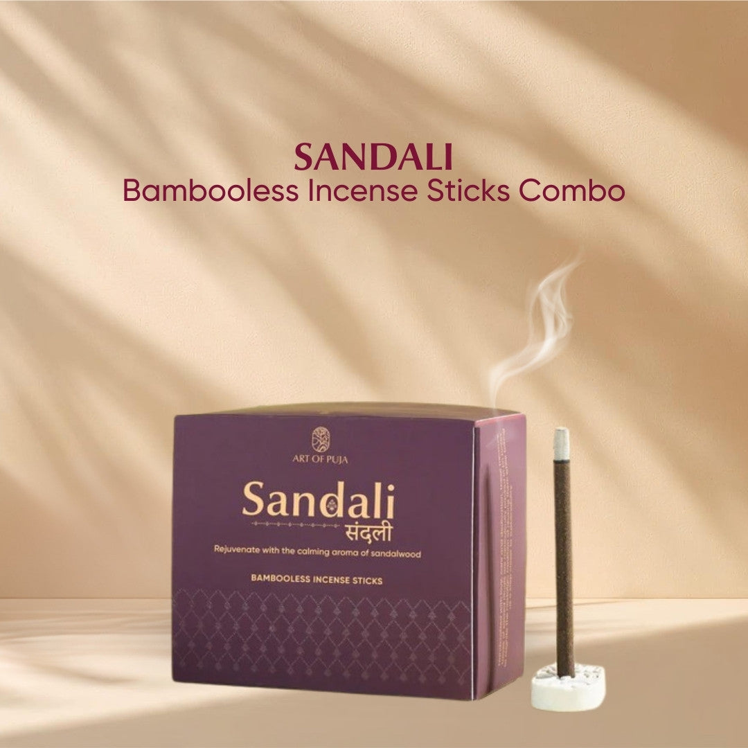 Sandali Bambooless Incense Sticks (Combo Pack of 2) | Anand (Sandalwood) & Anant (Kesar Chandan)