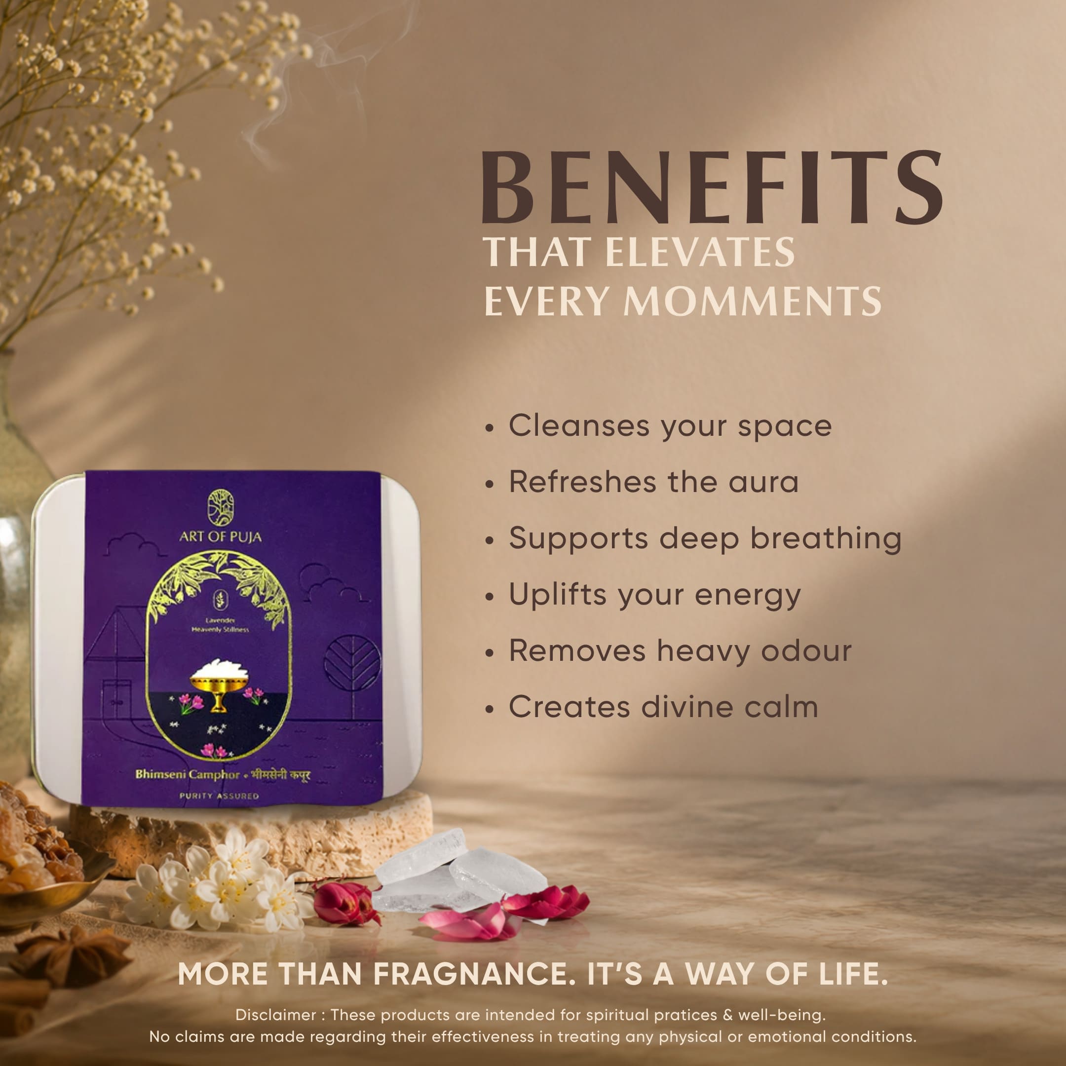 Bhimseni Camphor – Lavander Infused