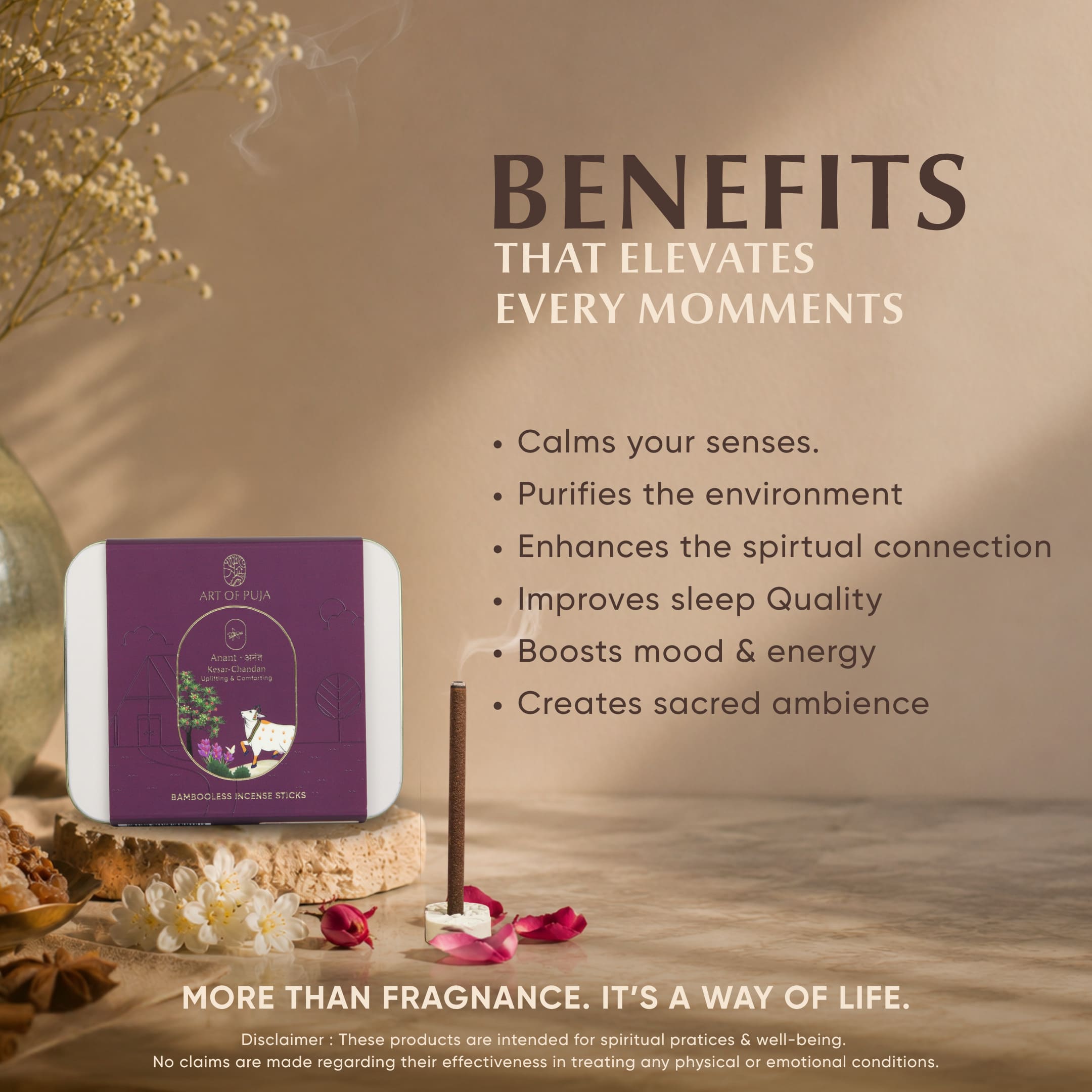 Sandali Bambooless Incense Sticks (Combo Pack of 2) | Anand (Sandalwood) & Anant (Kesar Chandan)