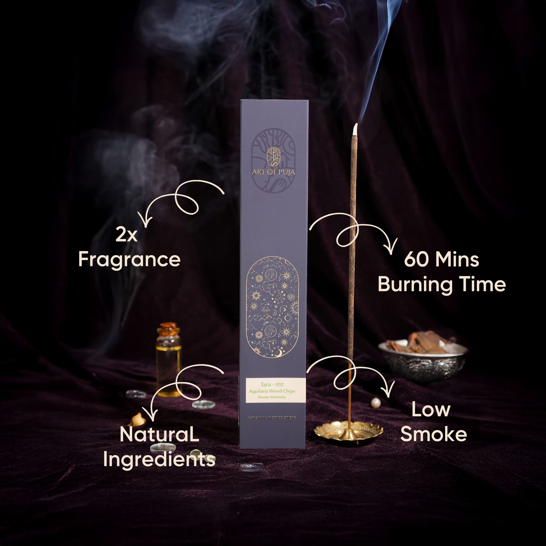 Aquilaria Wood Chips( Oudh ) Artisanal Incense Sticks. Tara ( तारा )