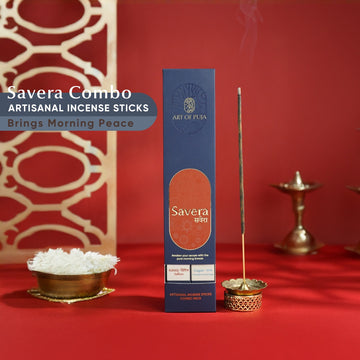 Savera Artisanal Incense Sticks (Combo Pack of 2) | Kshitij (Saffron) & Gagan (Aromatic Wood Chips)