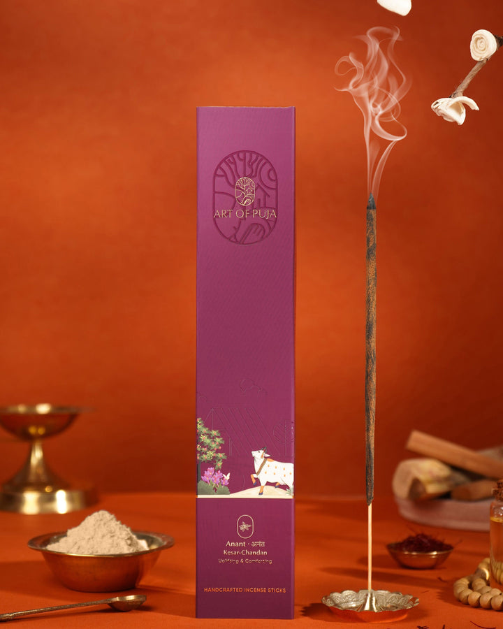 Kesar-Chandan Handcrafted Incense Sticks - Art of Puja