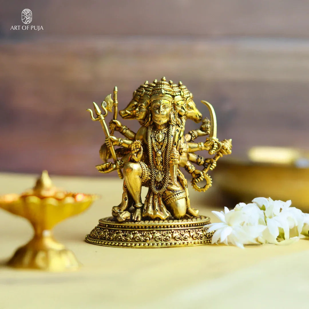 Brass Panchmukhi Hanuman Idol – Five-Faced Hanuman for Protection, Devotion & Courage {4.5}
