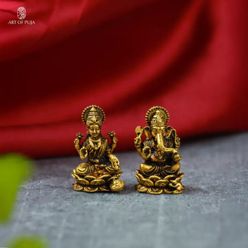 Brass Lakshmi Ganesha Idol Set –  Divine Pair for Puja, Gifting & Good Fortune { 1.4}
