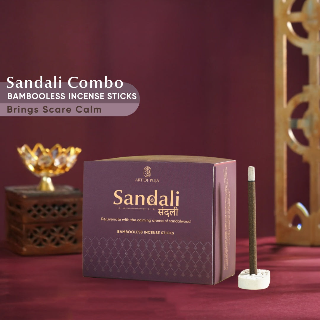 Sandali Bambooless Incense Sticks (Combo Pack of 2) | Anand (Sandalwood) & Anant (Kesar Chandan)