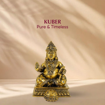 Brass Kuber Idol | Lord Kuber Statue for Wealth, Prosperity, Abundance & Home Temple Puja | 2.5 inch