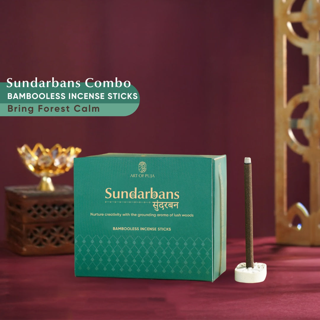Sundarbans Bambooless Incense Sticks (Combo Pack of 2) | Siddhi (Kasturi) & Karuna (Rainforest)