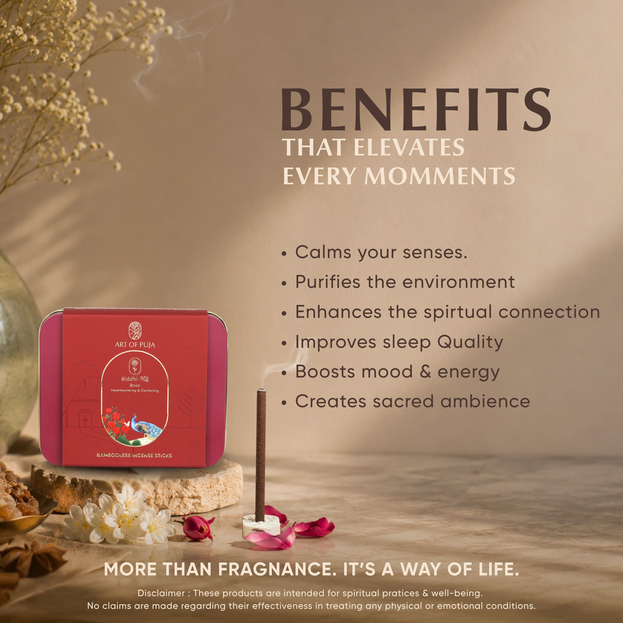Kali Bambooless Incense Sticks (Combo Pack of 2) | Riddhi (Rose) & Trupti (Jasmine)