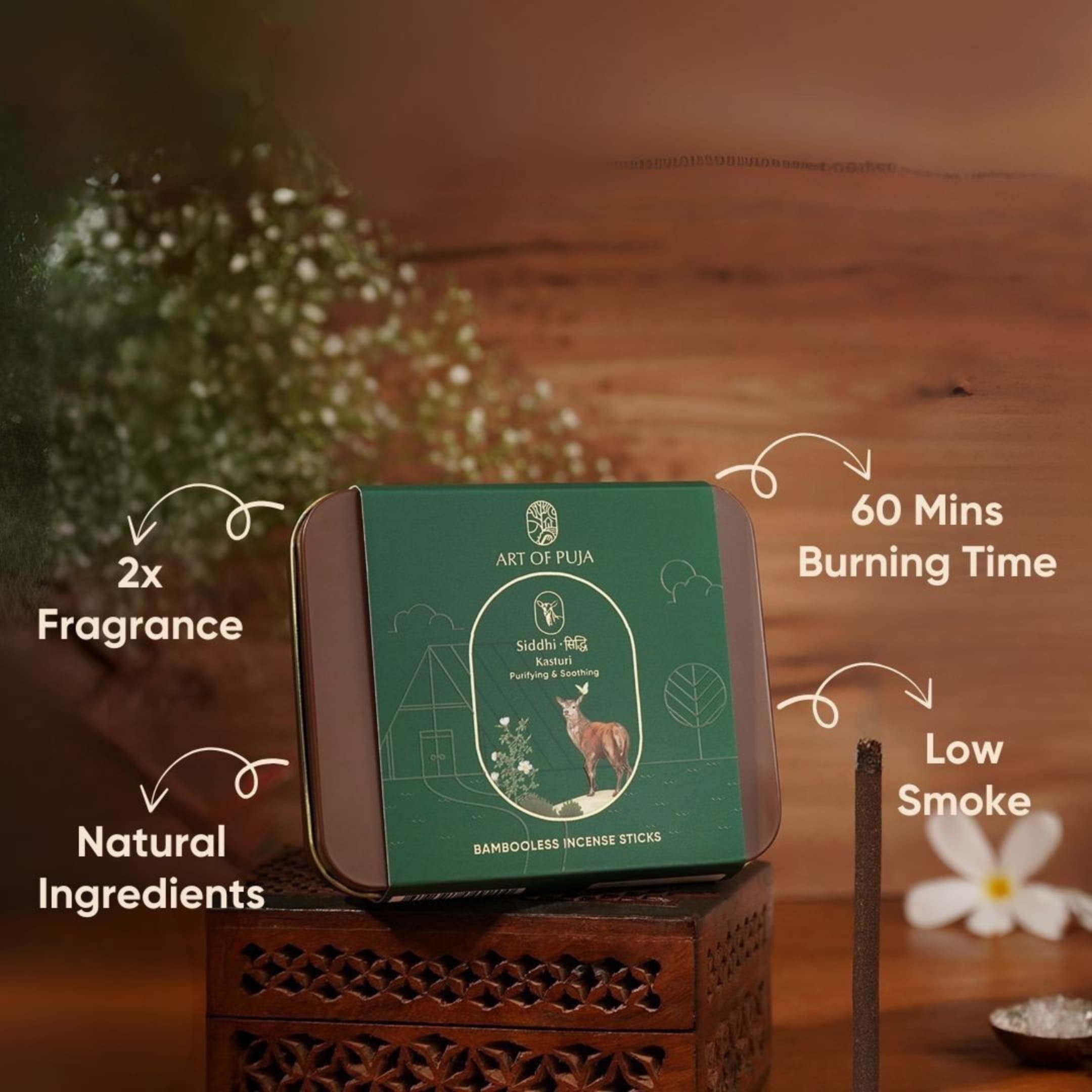 Sundarbans Bambooless Incense Sticks (Combo Pack of 2) | Siddhi (Kasturi) & Karuna (Rainforest)