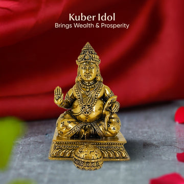 Brass Kuber Idol | Lord Kuber Statue for Wealth, Prosperity, Abundance & Home Temple Puja | 2.5 inch