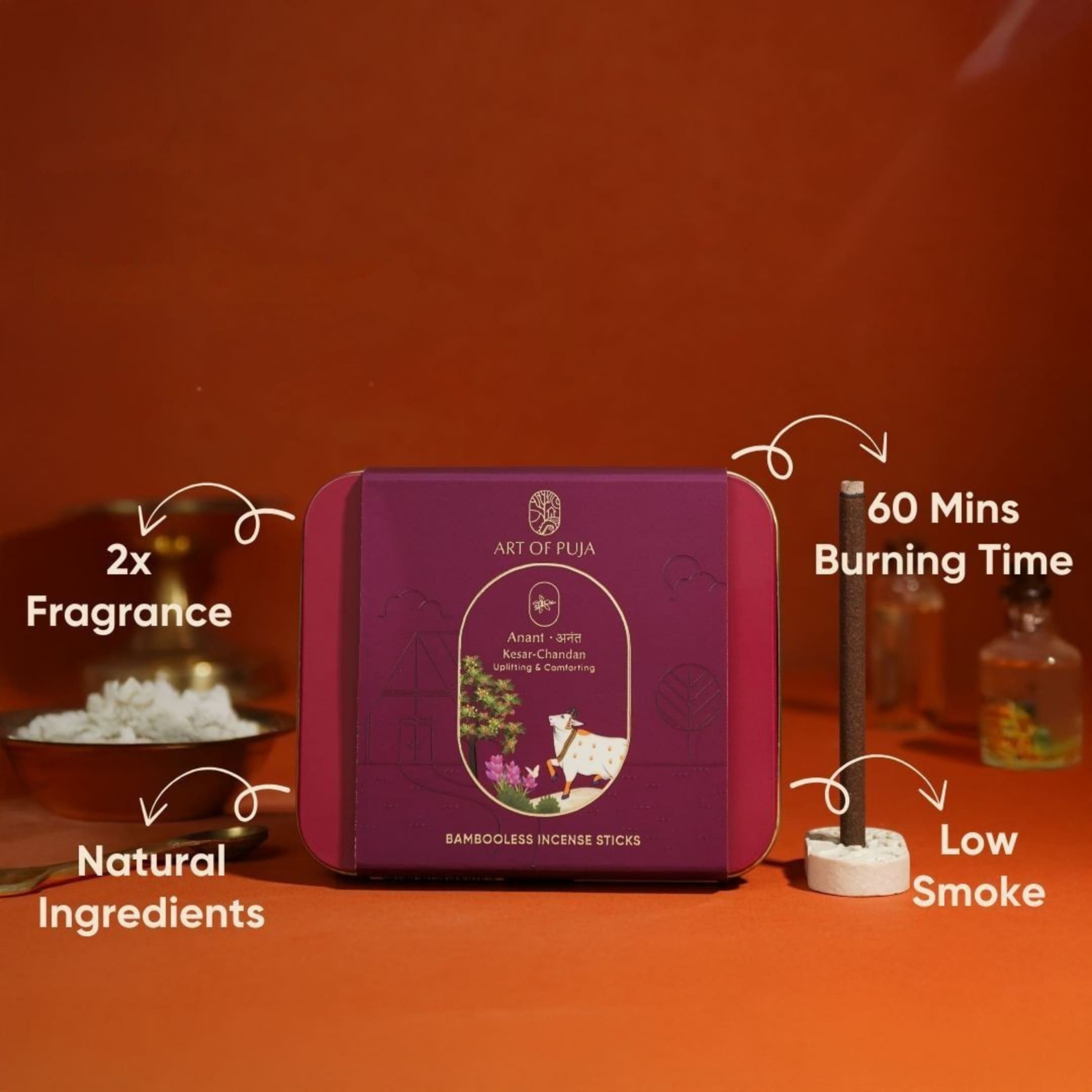 Kesar Chandan Bambooless Incense Sticks Real Saffron ( अनंत )