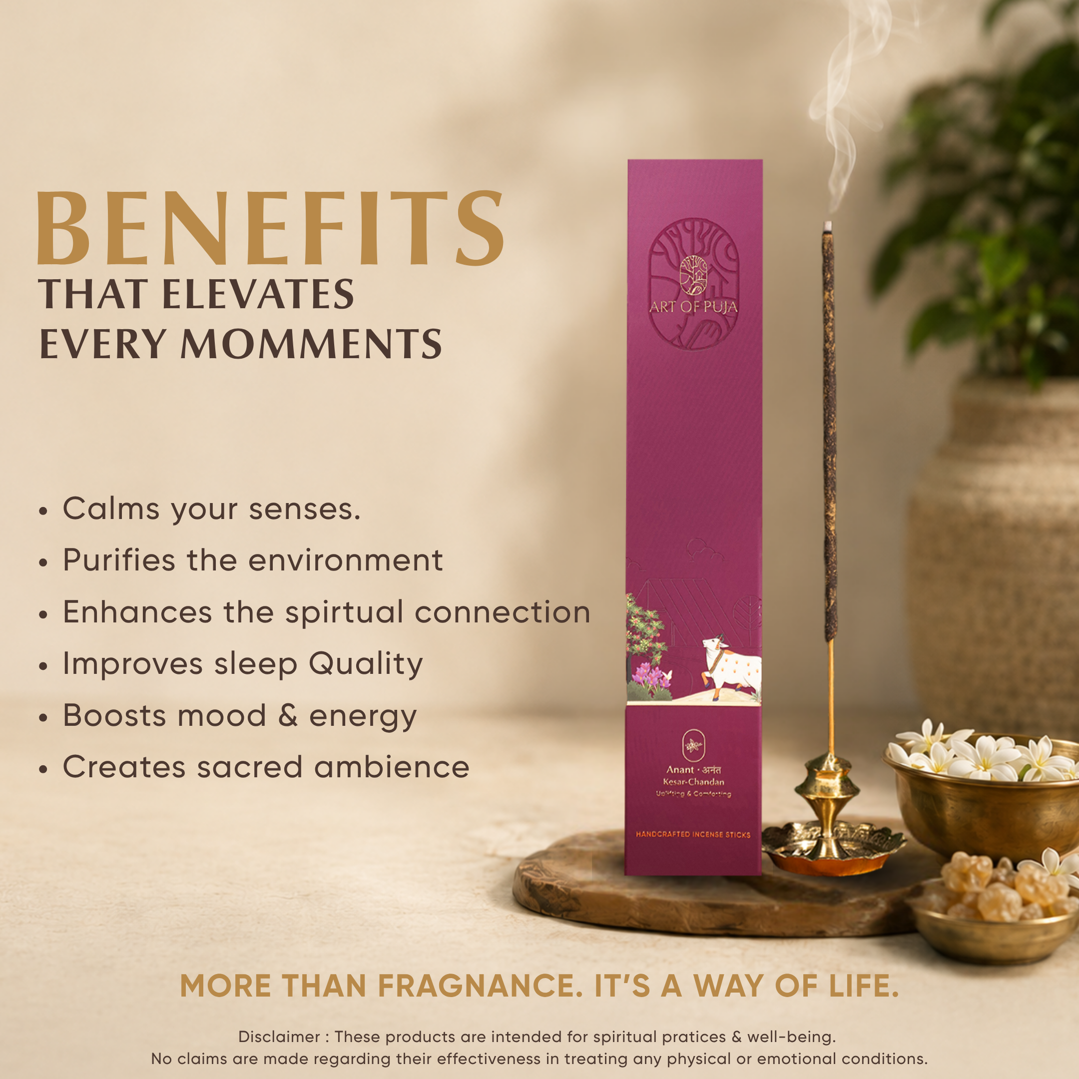 Sandali Handcrafted Incense Sticks (Combo Pack of 2) | Anand (Sandalwood) & Anant (Kesar Chandan)