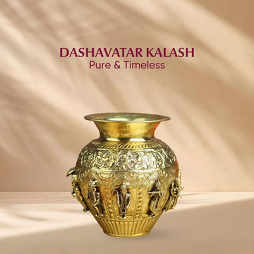 Vishnu Dashavatar Kalash  – Ten Incarnations of Vishnu - Brass Antique