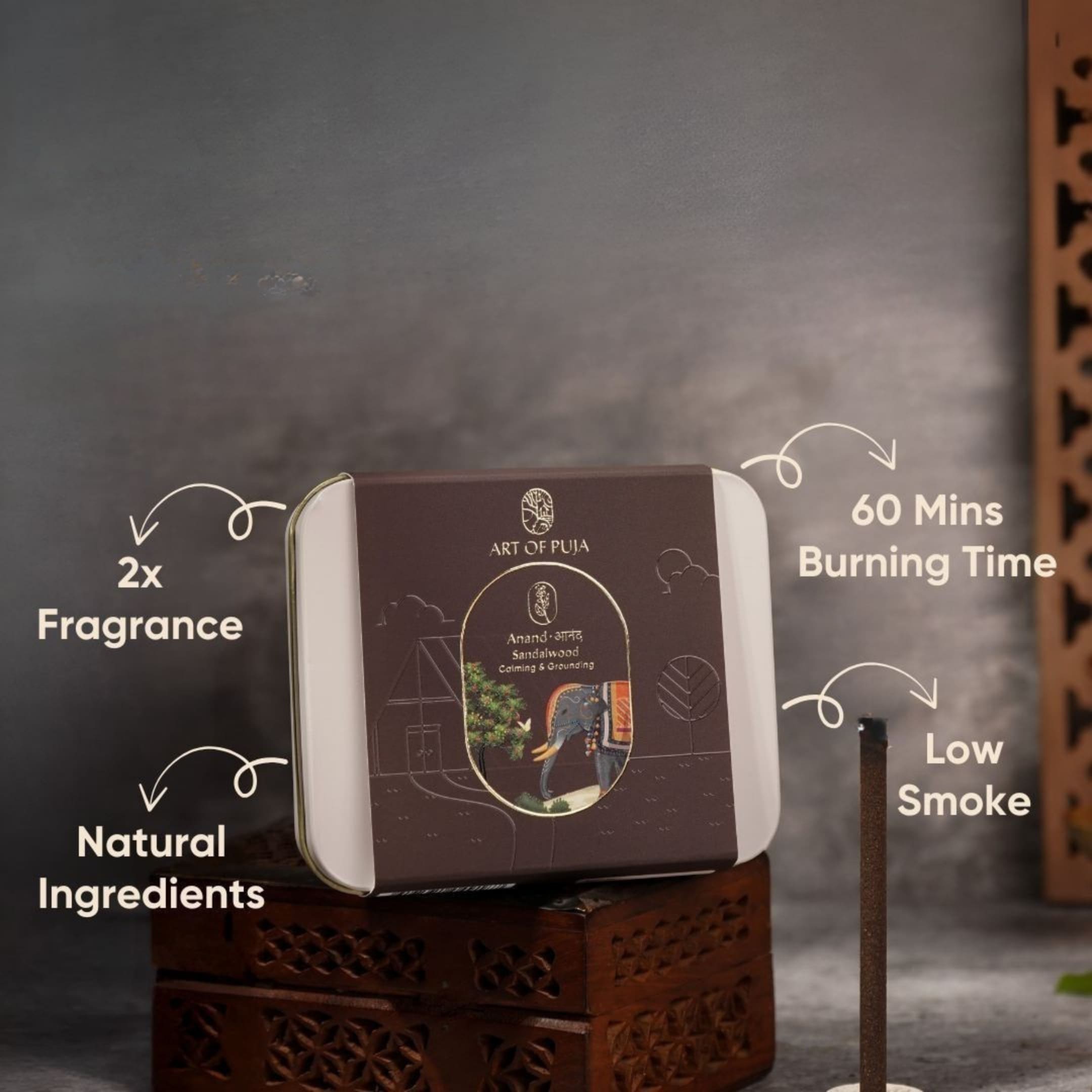 Sandali Bambooless Incense Sticks (Combo Pack of 2) | Anand (Sandalwood) & Anant (Kesar Chandan)