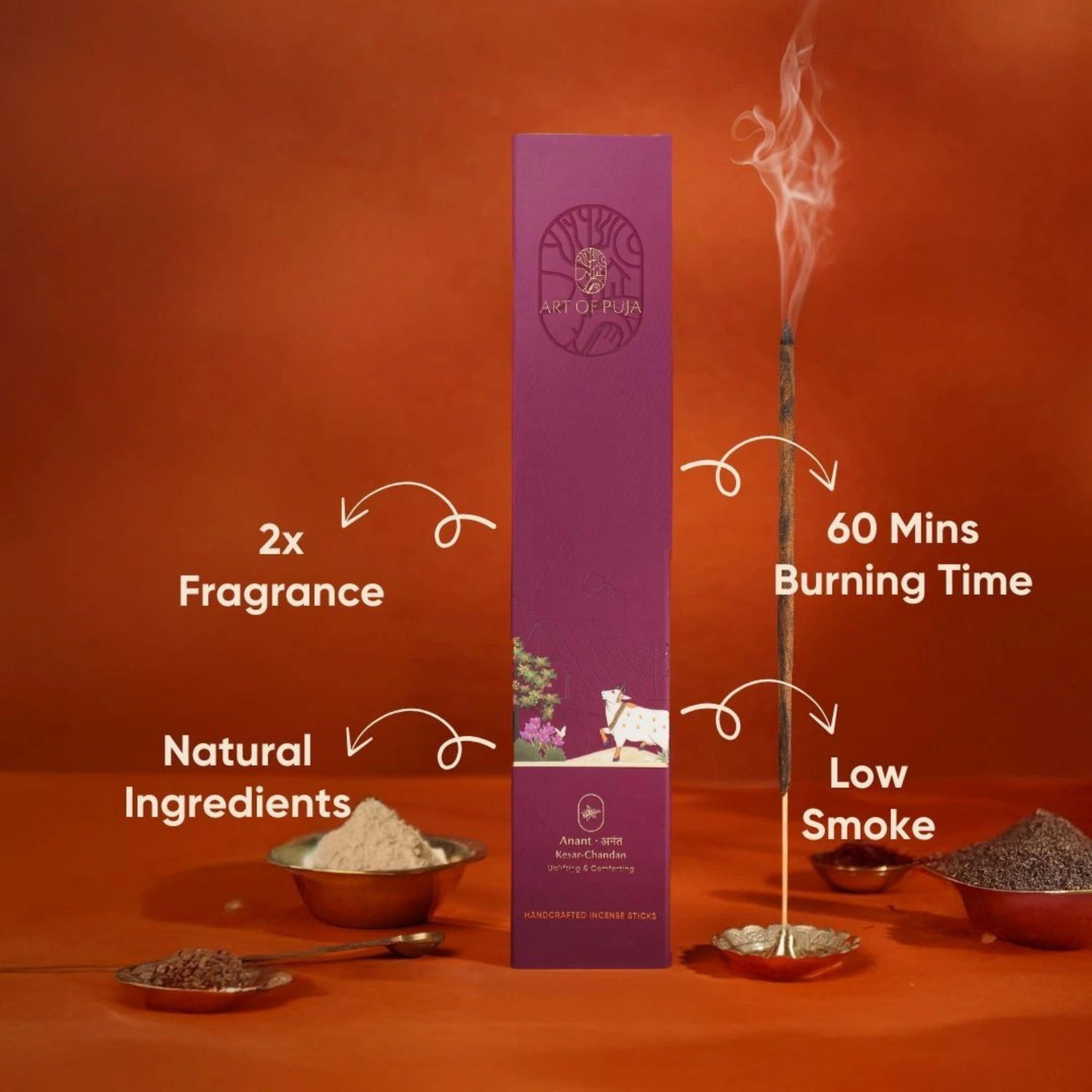 Kesar-Chandan Handcrafted Incense Sticks.