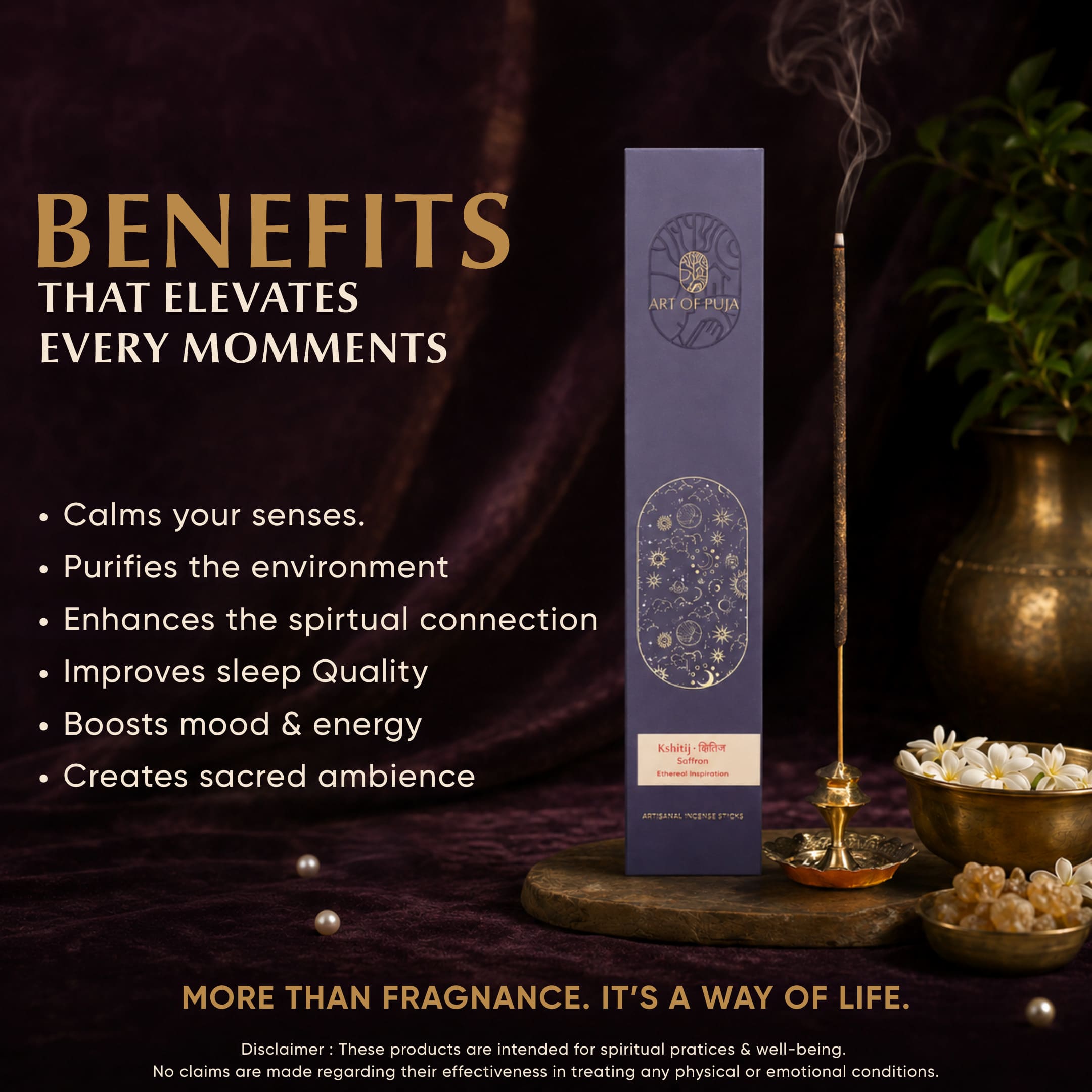 Saffron Artisanal Incense Sticks Kshitij ( क्षितिज )