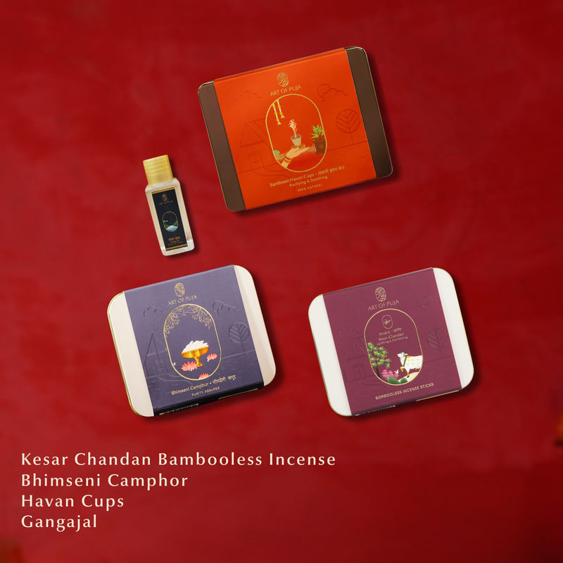Chakra Shuddhi & Energy Cleansing Combo for Meditation, Stress Relief & Positive Vibes | Havan Cups, Camphor & Incense Kit