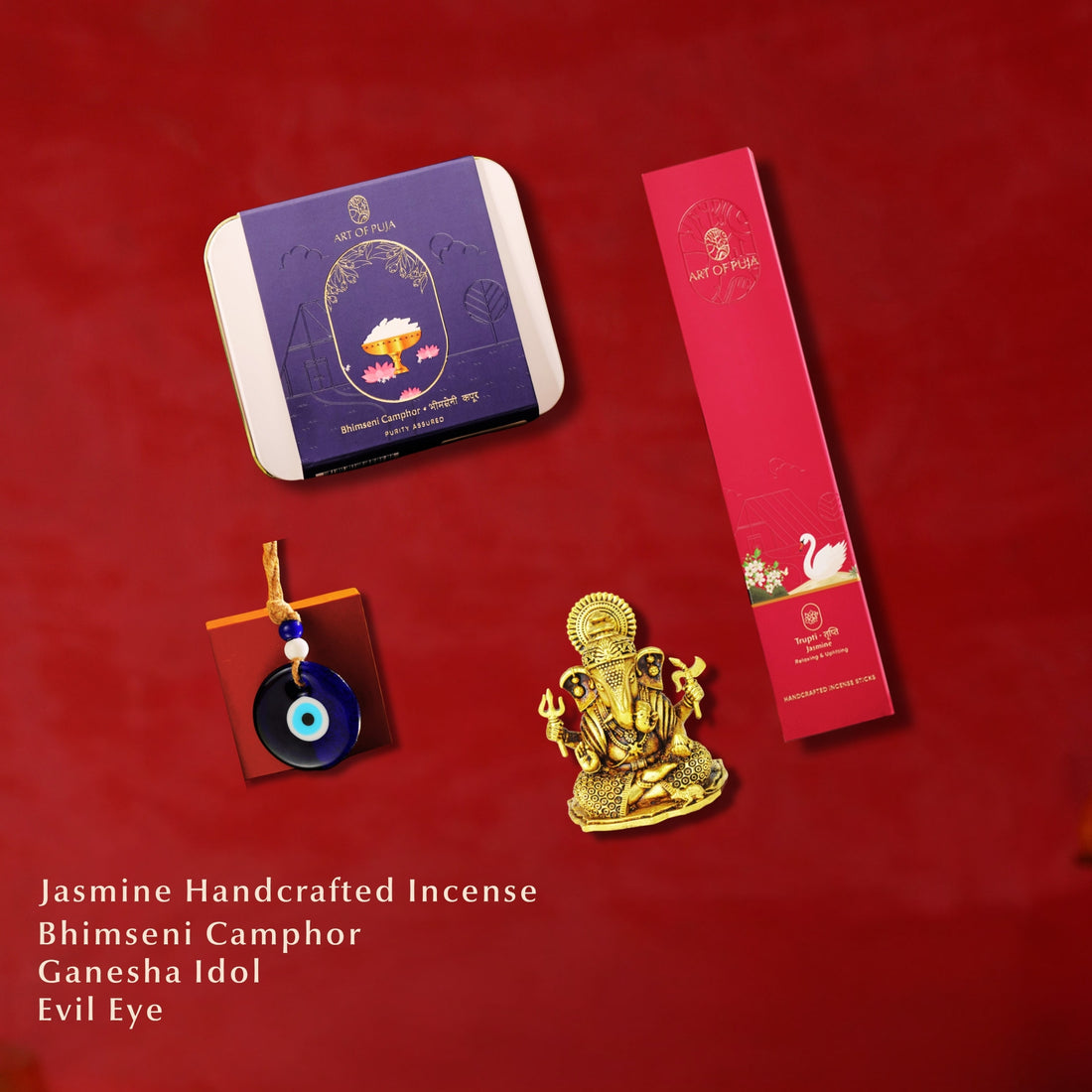 Positive Energy Combo Pack for Home | Ganpati Idol, Evil Eye Protection & Incense Kit