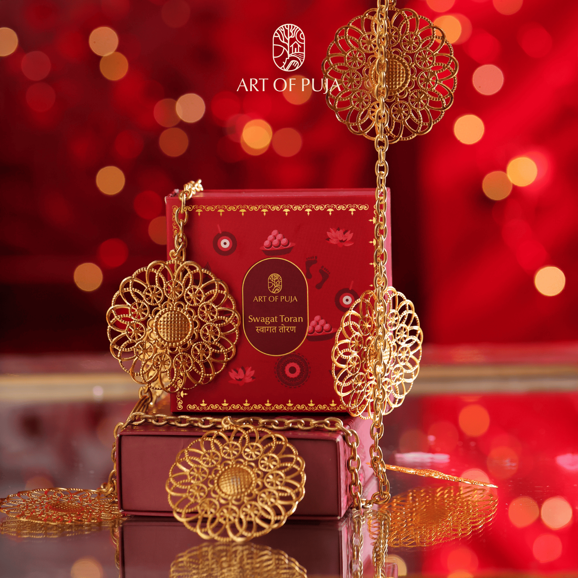 Swagat Toran – Luxury Festive Door Decor in Gold-Polished Metal