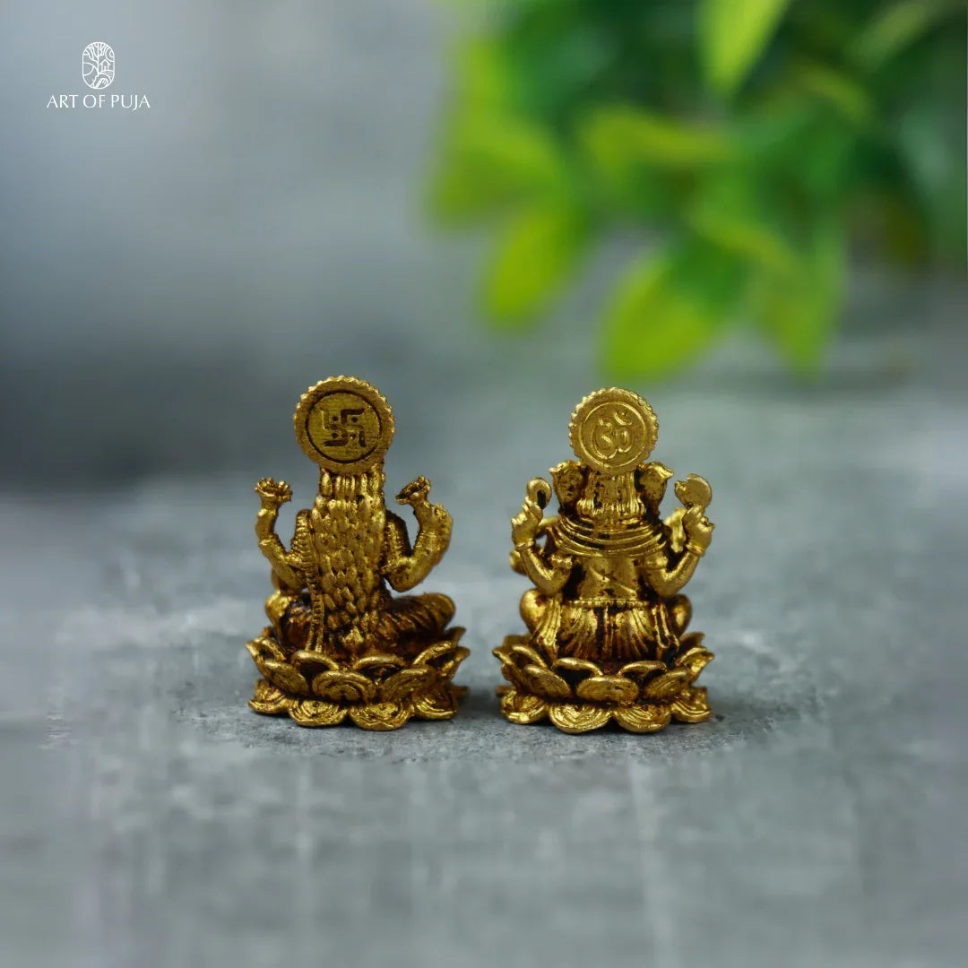 Brass Lakshmi Ganesha Idol Set –  Divine Pair for Puja, Gifting & Good Fortune { 1.4}