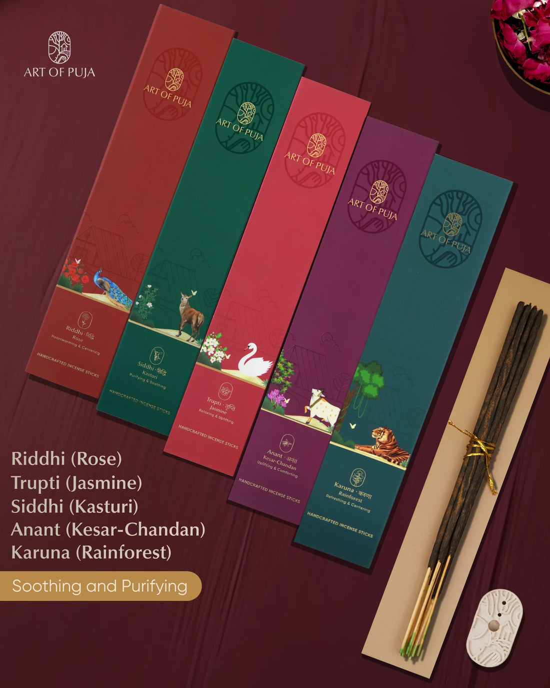 Aura Cleansing Combo (Pack of 5) | Rose, Kesar-Chandan, Kasturi, Rainforest & Jasmine
