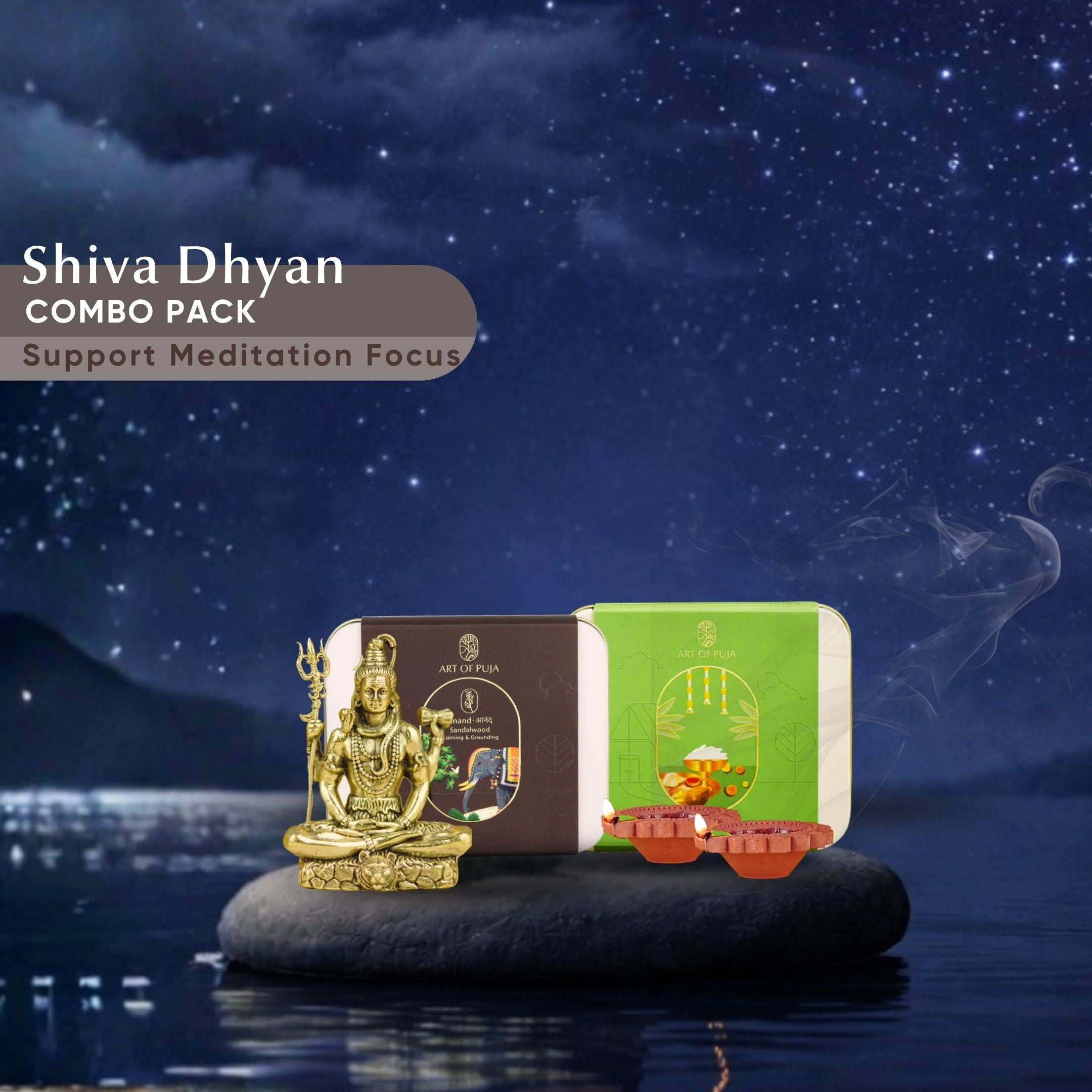 Shiva Dhyan Combo for Peace, Focus & Stress Relief | Dhyan & Sadhana Kit with Incense & Havan Cups