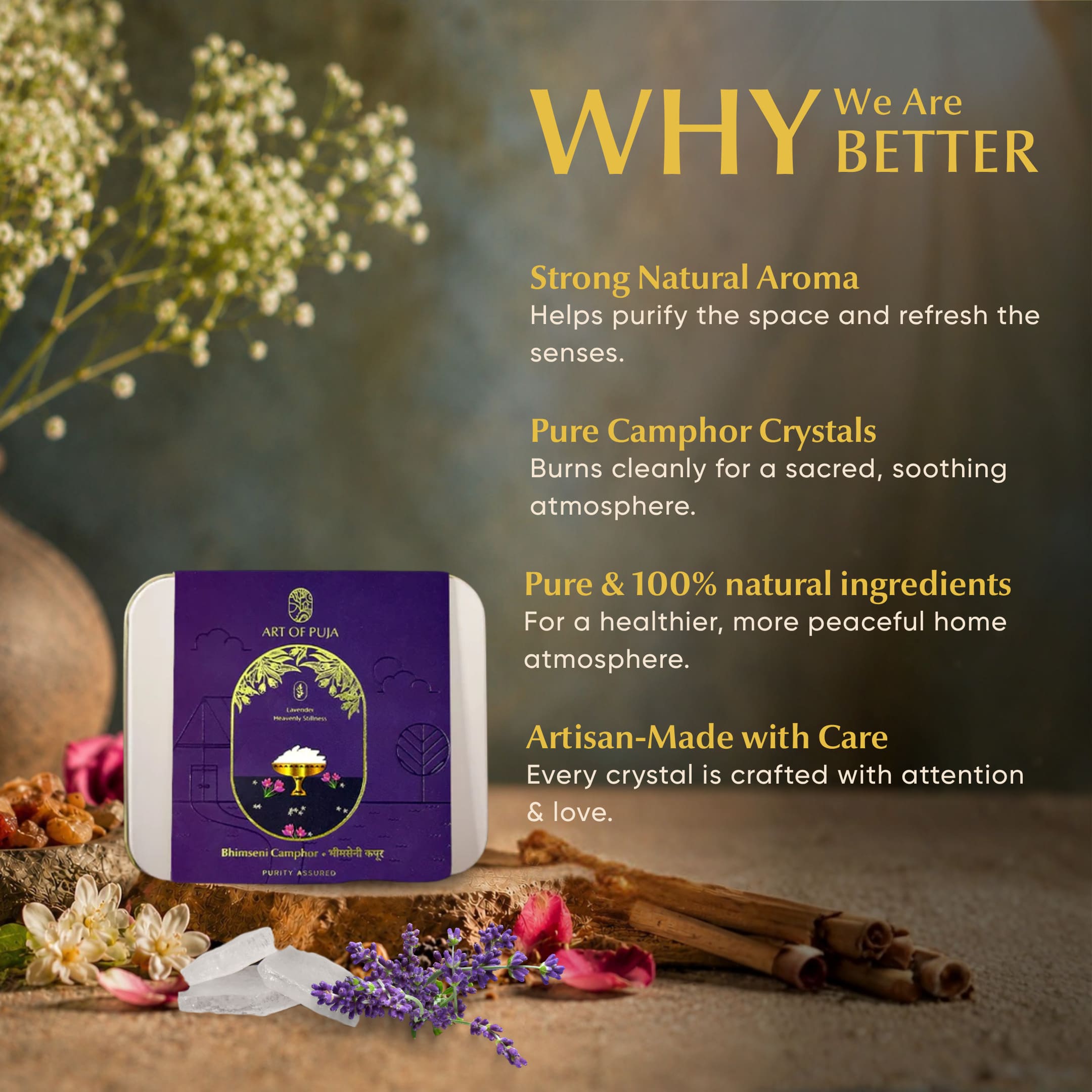 Bhimseni Camphor – Lavander Infused