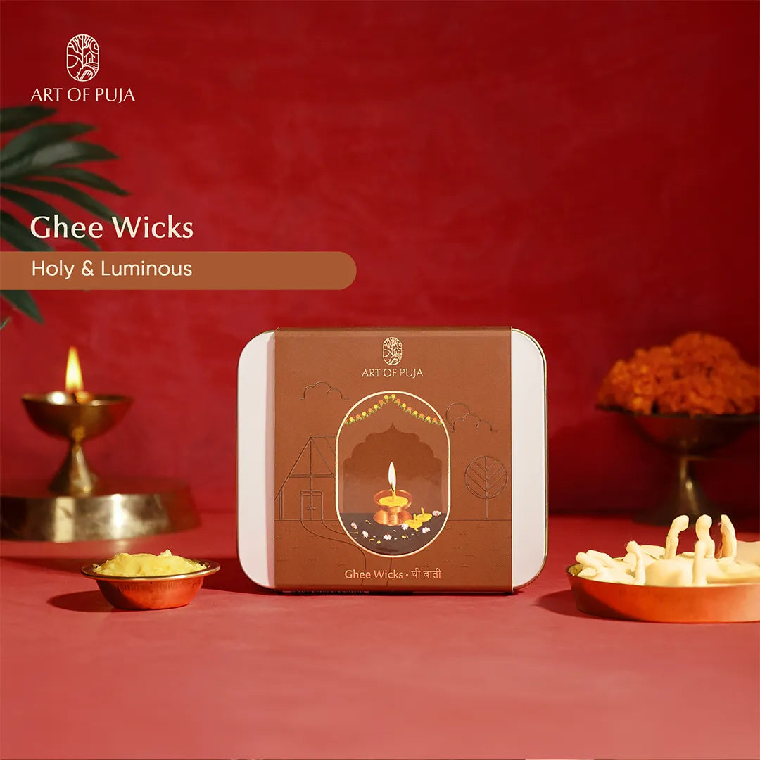Nitya Puja Kit Combo Pack | Ghee Wicks, Pure Camphor & Kasturi Bamboo Incense Sticks for Daily Puja