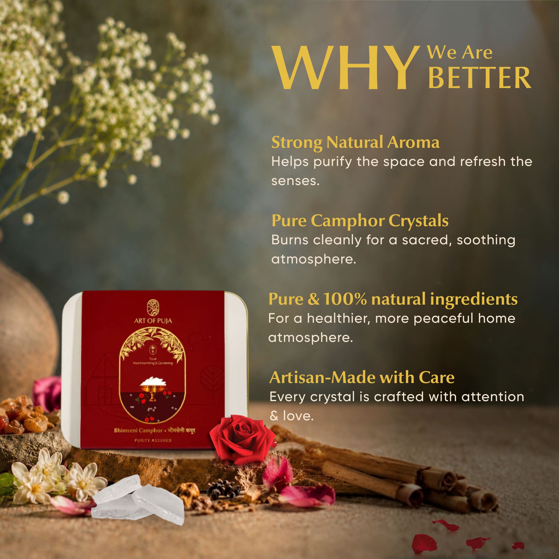 Bhimseni Camphor – Rose Infused