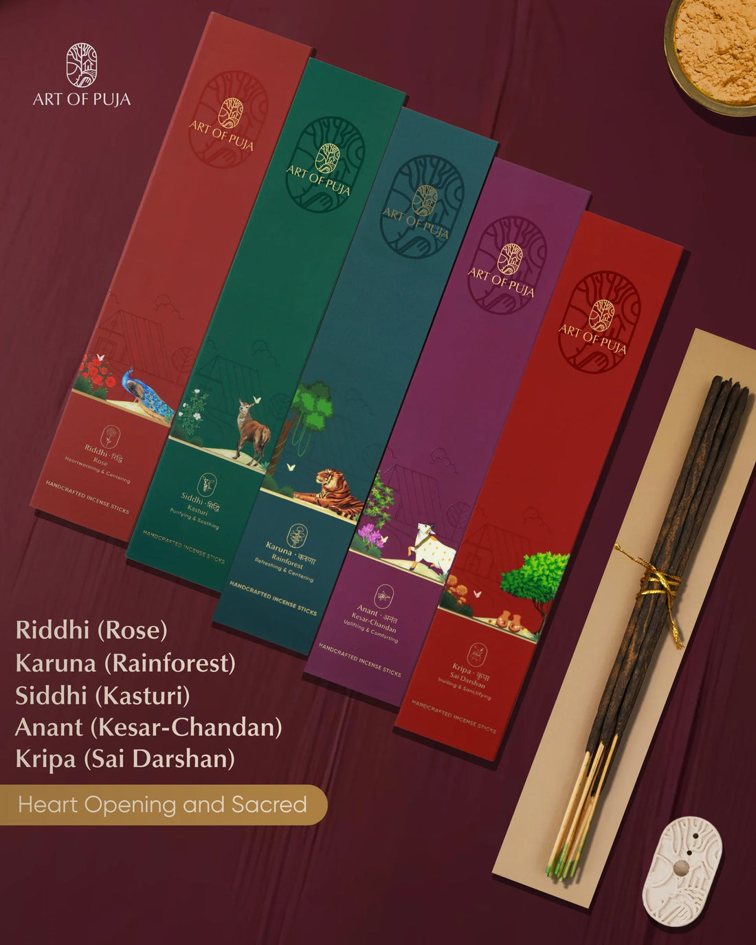 Mangal Bhavan Combo (Pack of 5) | Sai Darshan, Kesar Chandan, Kasturi, Rose & Rainforest