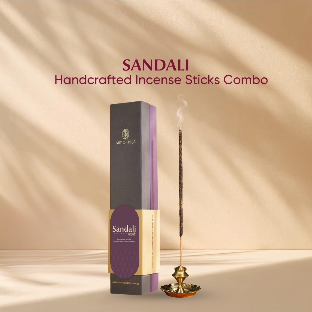 Sandali Handcrafted Incense Sticks (Combo Pack of 2) | Anand (Sandalwood) & Anant (Kesar Chandan)