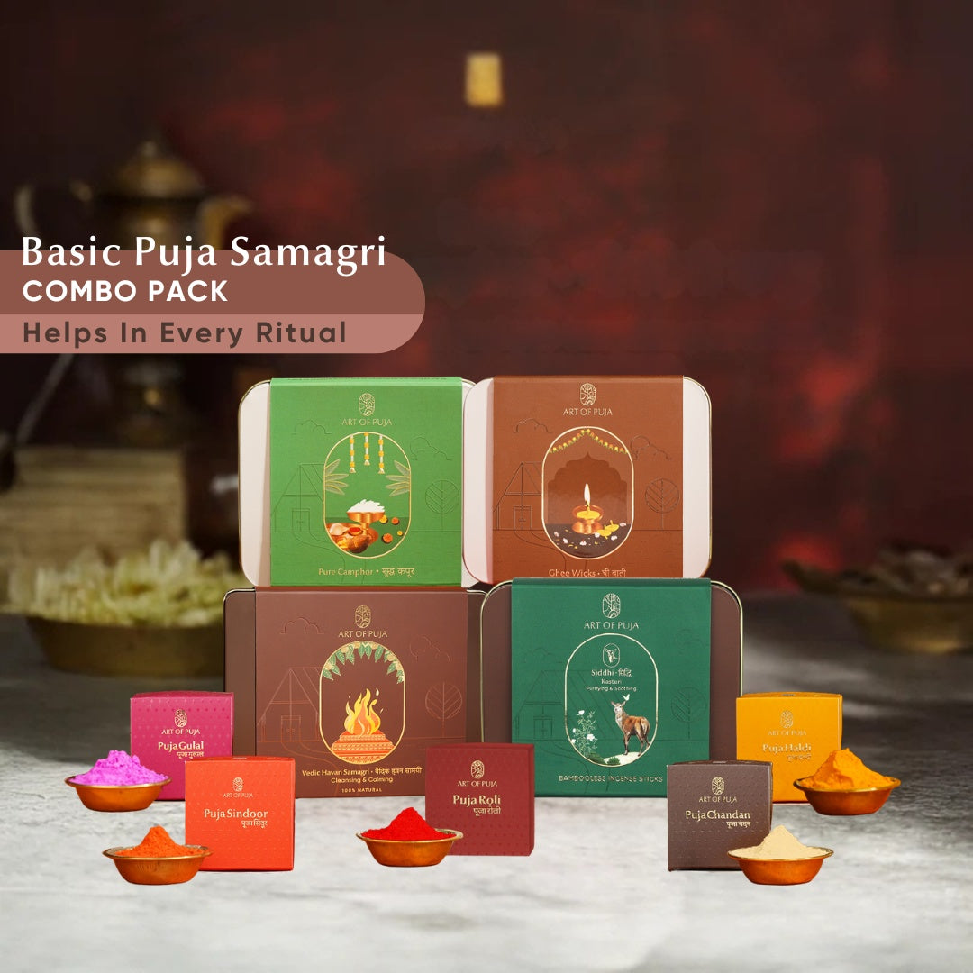 Basic Puja Samagri Combo Pack – Complete Daily Puja Essentials | Pure, Sacred & Aesthetic by Art of Puja