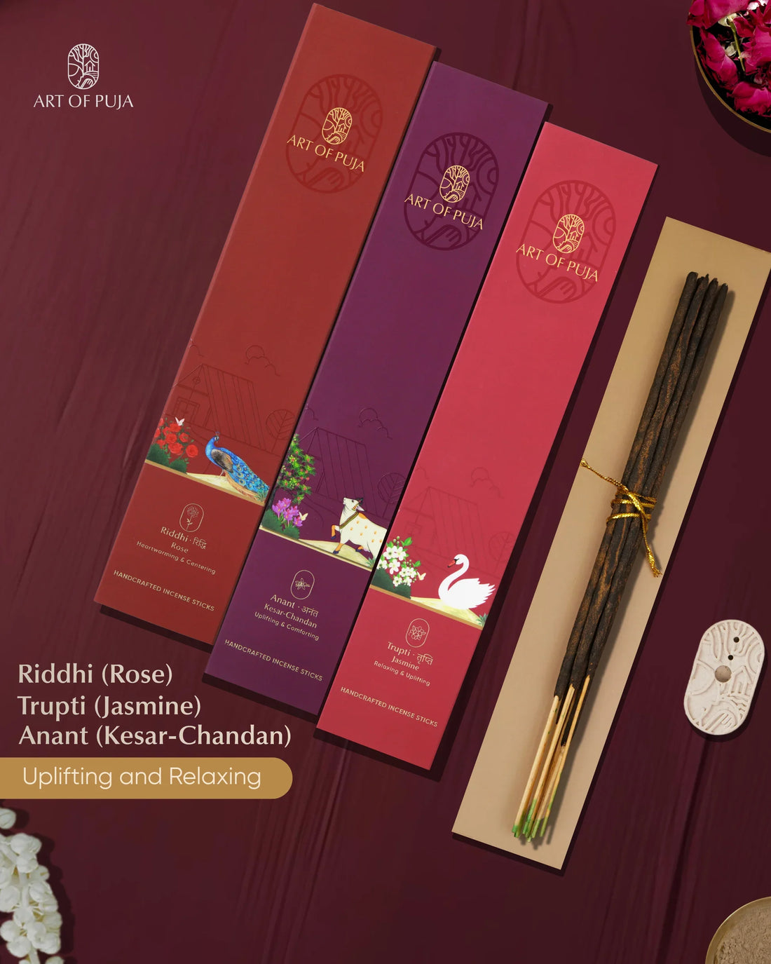 Evening Ritual Combo (Pack of 3) | Riddhi (Rose), Trupti (Jasmine) & Anant (Kesar-Chandan)