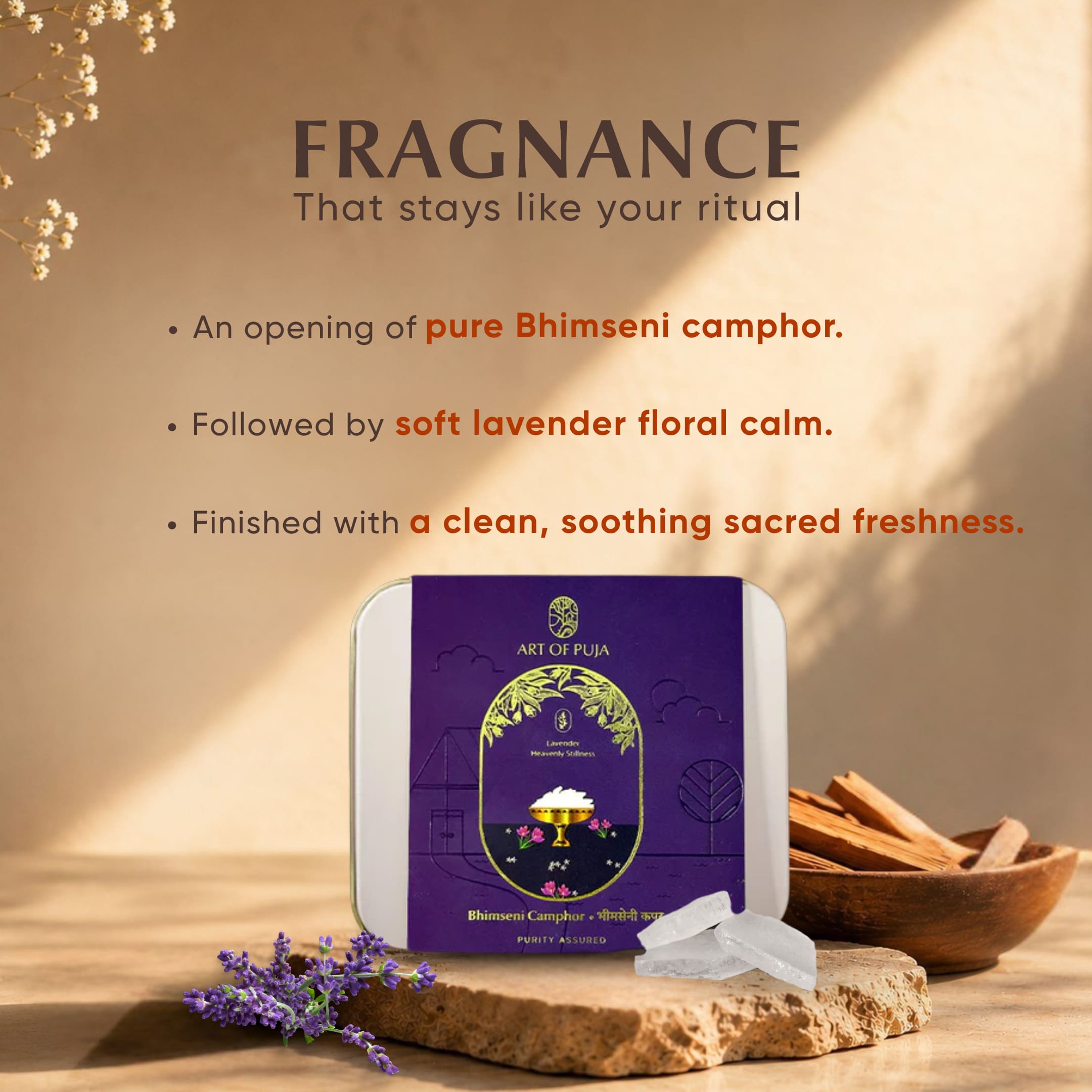 Bhimseni Camphor – Lavander Infused
