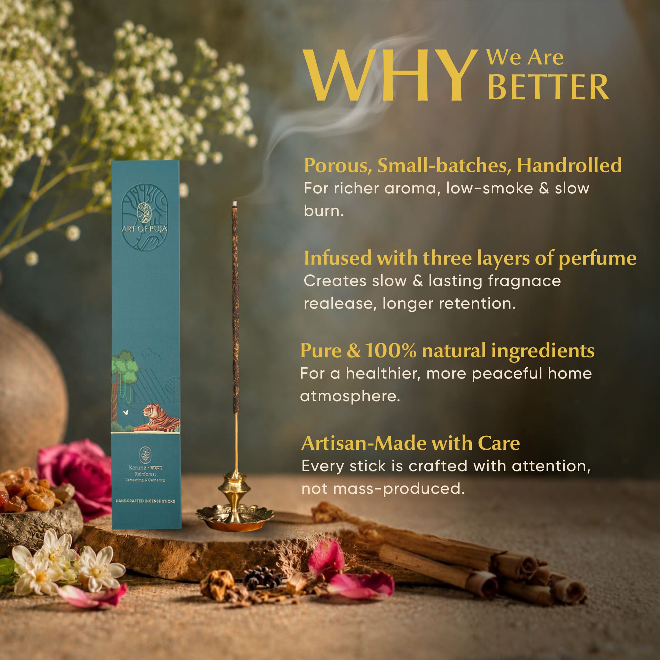 Natural Rainforest Agarbatti Combo Pack | Long Lasting Fragrance Incense Sticks for Home & Meditation